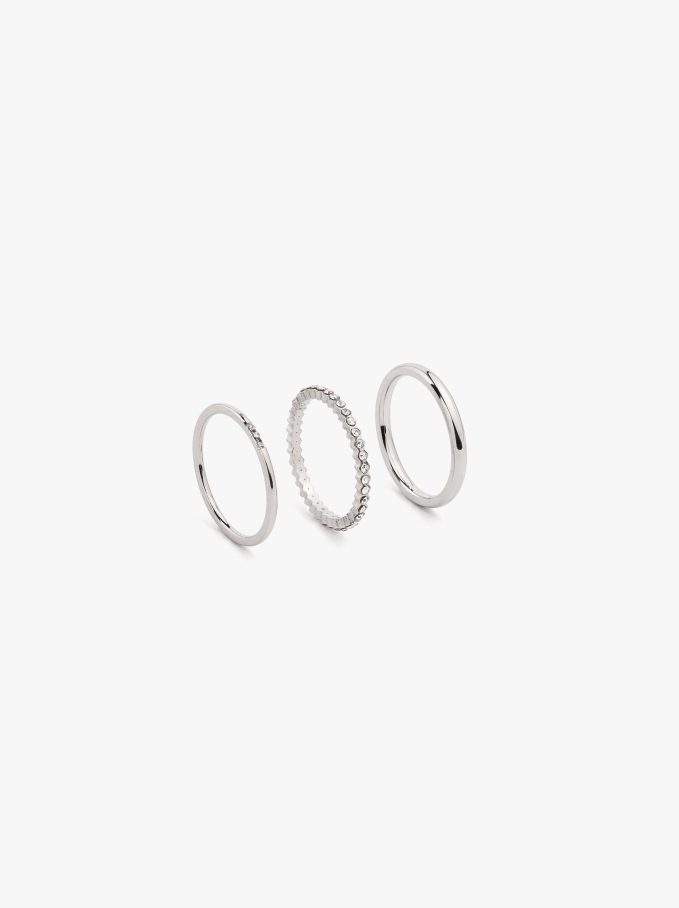 סט טבעות עם קריסטלים Stainless Steel