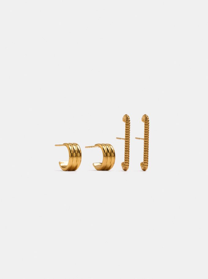 סט עגילי חישוק פתוחים Stainless Steel