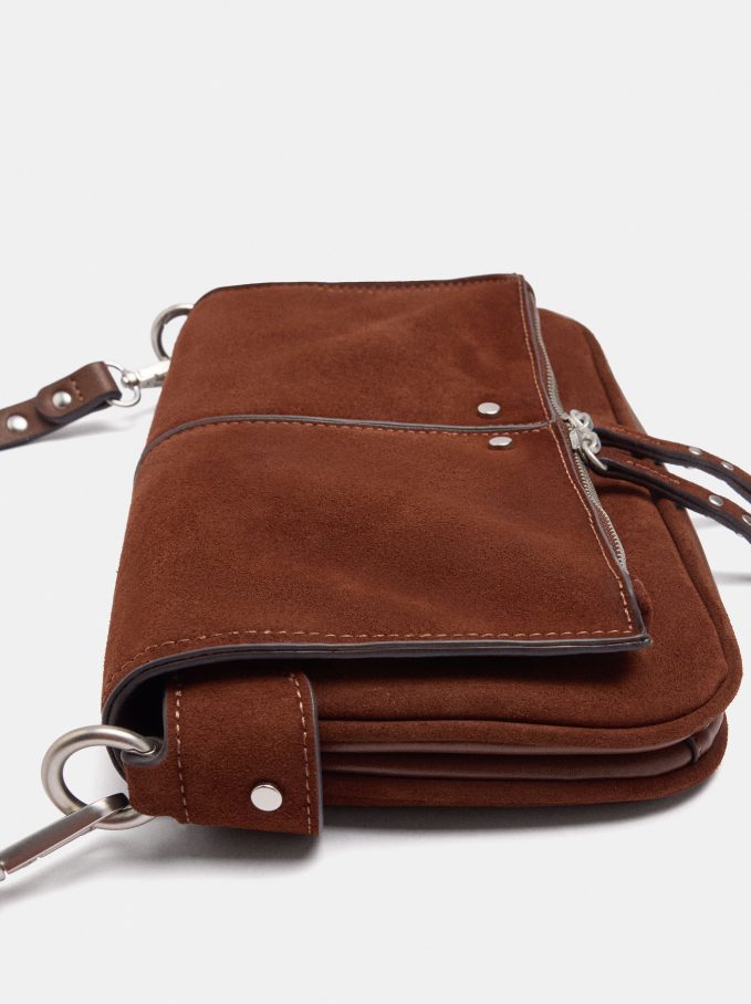 תיק יד במראה עור עם דש