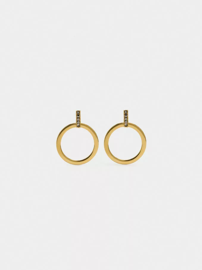 עגילי חישוק עם קריסטלים Stainless Steel