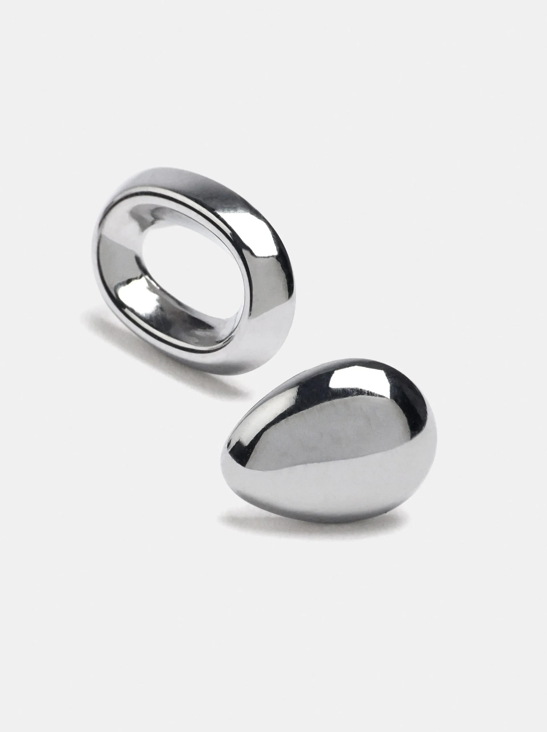 סט עגילים אובליים Stainless Steel