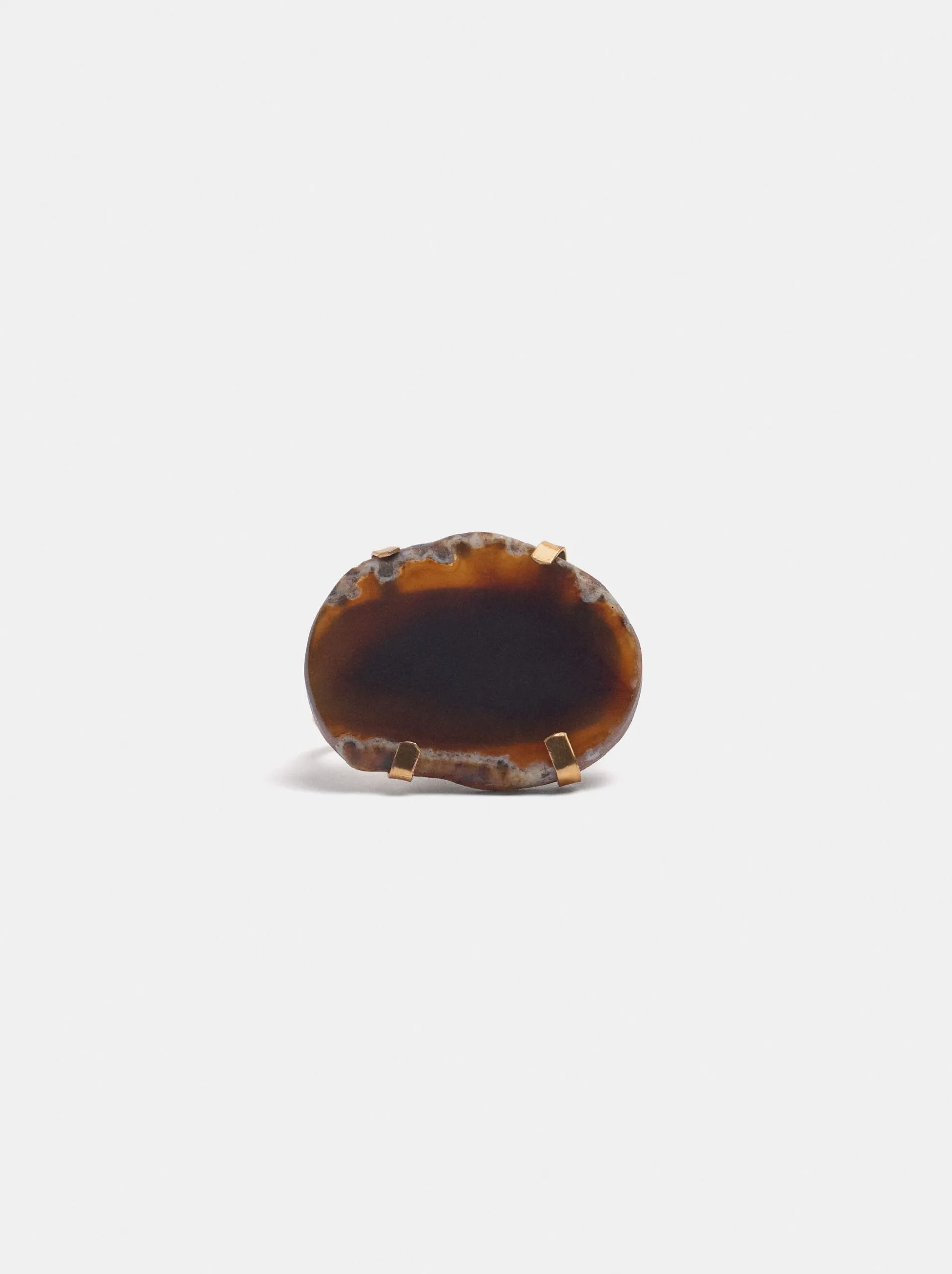 טבעת כפולה עם אבן אגת א-סימטרית